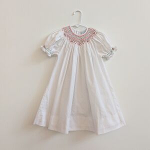 Remember Nguyen Heirloom Christmas Bishop Smocked Embroidered 3T Dress Girls